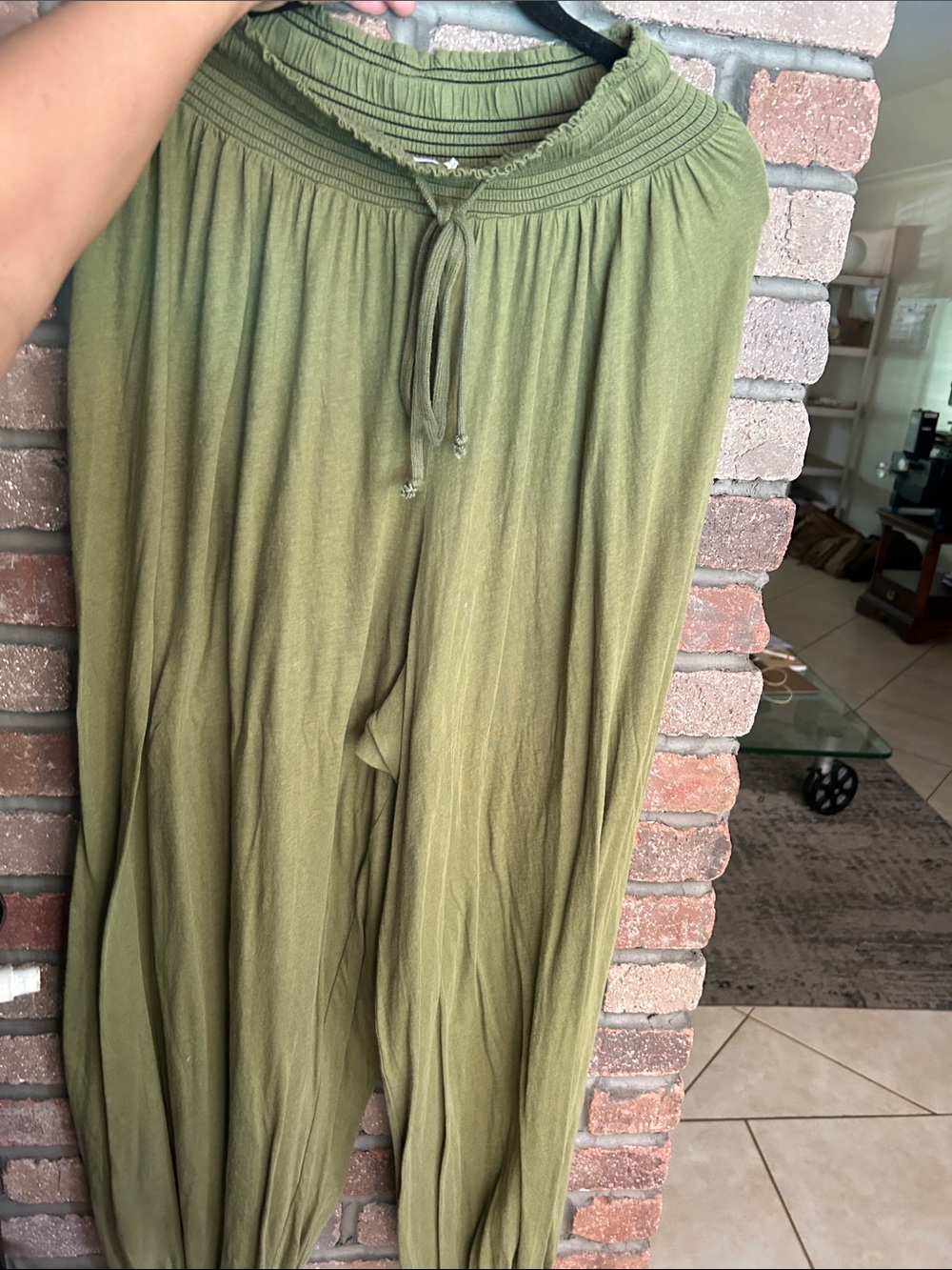 Urban Outfitters Elastic Waist Olive Green Harem Pants